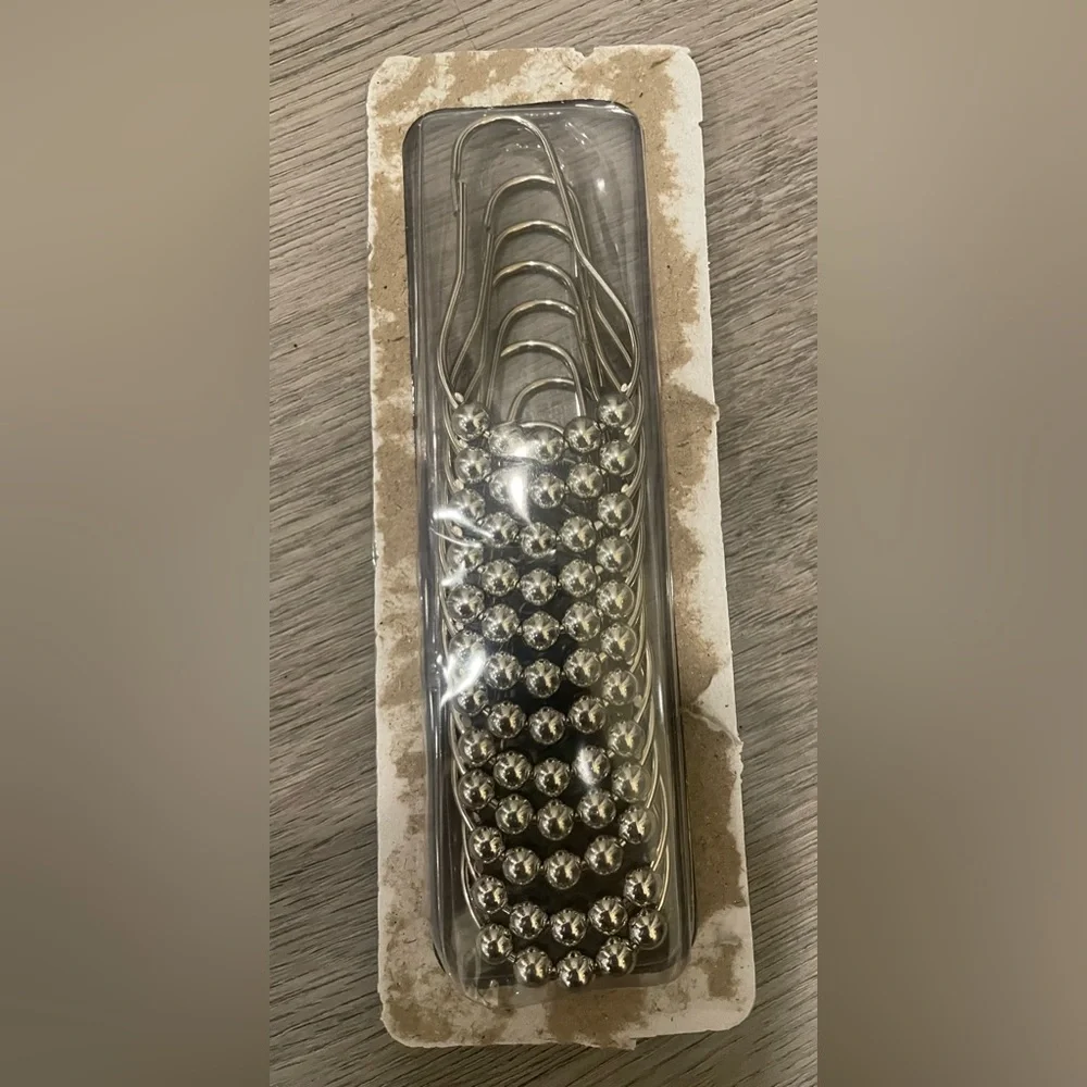 12 Silver Shower Curtain Hooks NWOT